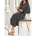 thumbnail image 5 of KISSGAL Women Long Nightgown V Nek Nightshirt Striped Sleepwear Full Length Sleepshirt with Pockets Long Sleeve Sleep Dress, 5 of 7