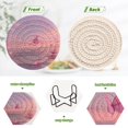 thumbnail image 6 of 6 Pcs Drink Coasters with Holder 3.94in Woven Coasters for Drinks Pink Butterflies Flying Coaster Set for Protection Table, 6 of 7