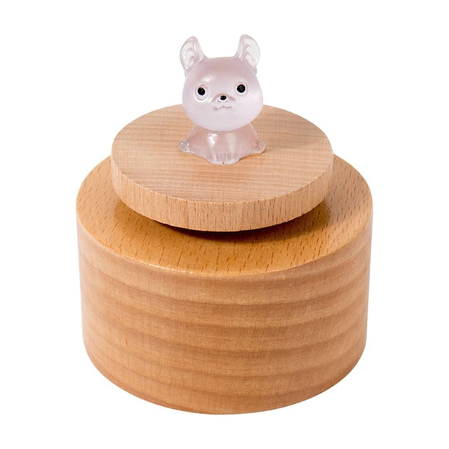 Pink Childrens Music Box Wooden Rotating Mini Luminous Circular Toy Ornament Holiday Gift