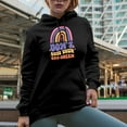 thumbnail image 2 of Don't Quit Your Day Dream Quote, Boho Rainbow & Retro Wavy Text Art Merch Gift, Black Hooded Sweatshirt or Hoodie, Small, 2 of 5