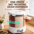 thumbnail image 3 of Yucurem 6-Compartment Grain Dispenser, 360° Rotating Storage Container with Sealed Lid, 25 Lbs Airtight Storage Bucket for Grains, Beans, Rice, Peanut (White), 3 of 10