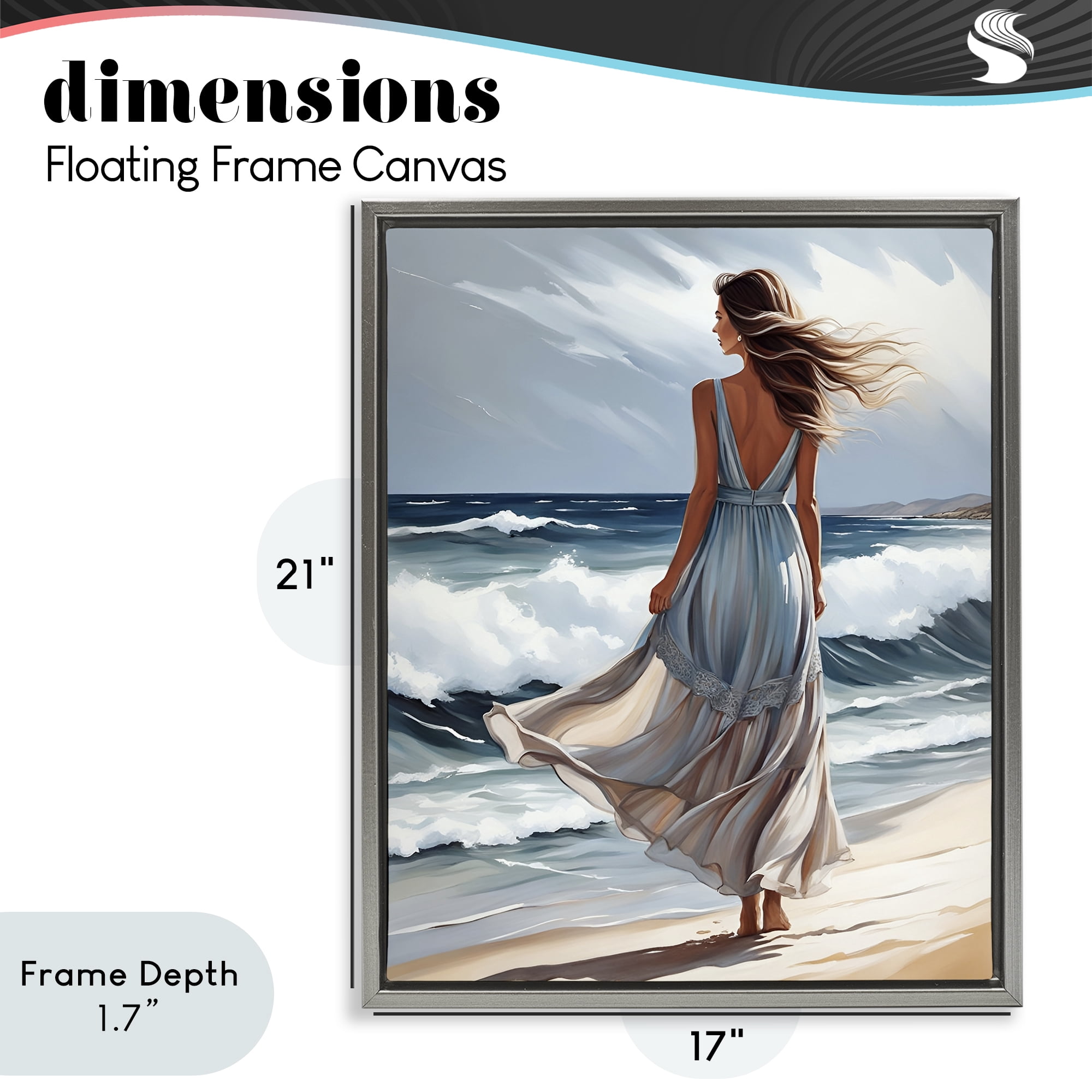 Stupell Industries Walk In The Waves Gray Framed Floater Canvas Wall Art, design by Tabz Jones