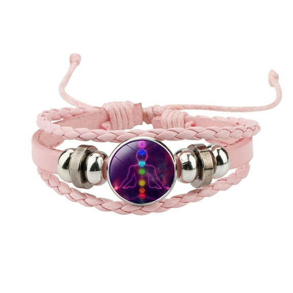 SUSHANG Crystal Cowhide Bracelet Bracelet Handmade Crystal Time Seven Yoga Leather Gemstone Multilayer Woven Bracelet Beaded Bracelets