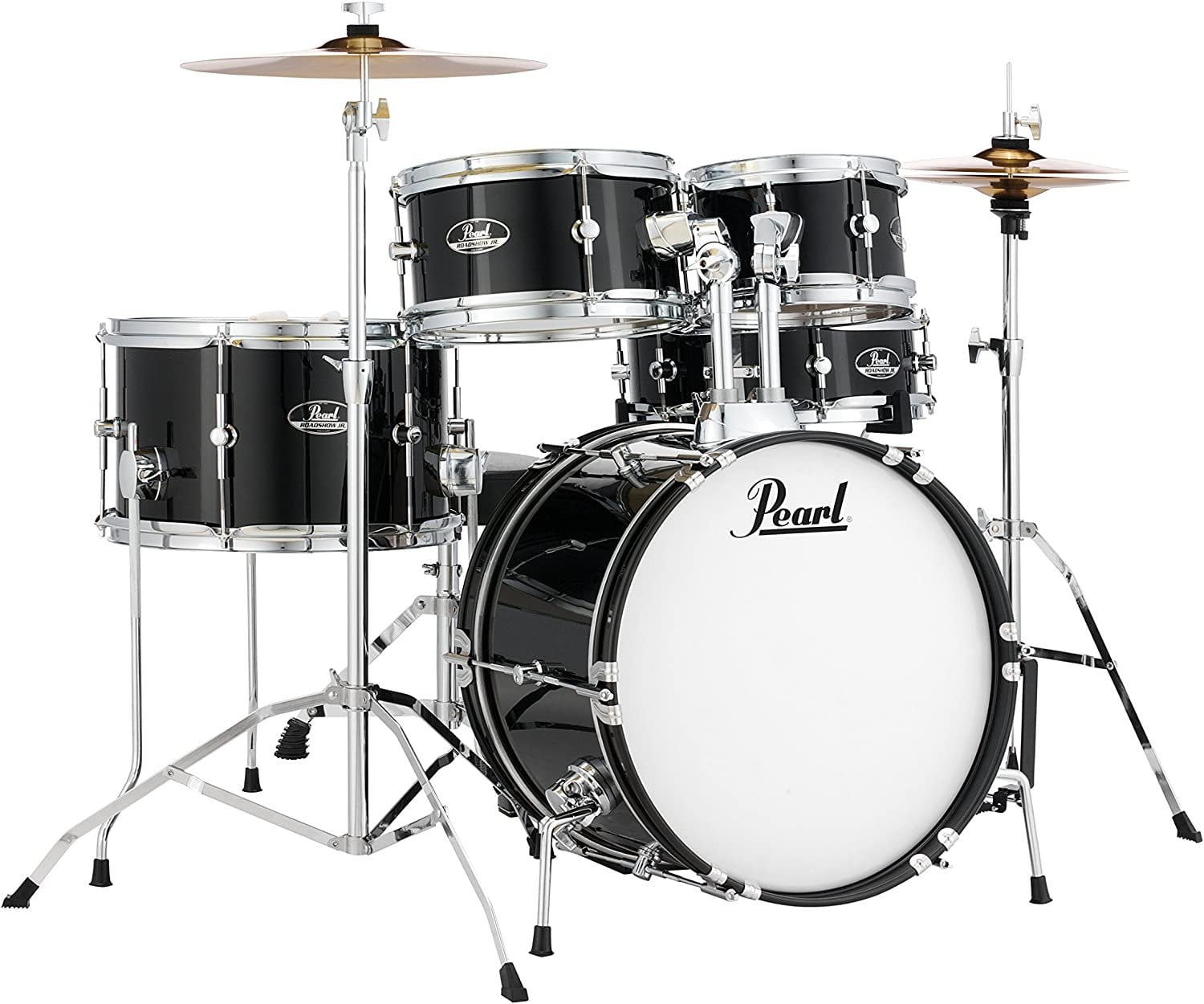 Pearl Roadshow Junior 5-Piece Drumset w/ 16" Bass Drum, Hardware & Cymbals - Jet Black