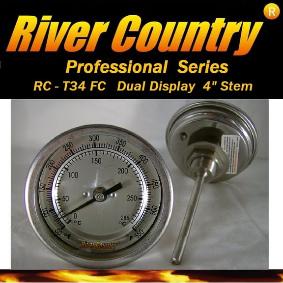 River Country Dual Dispaly (RCT34FC) Adjustable BBQ Grill & Smoker Thermometer