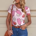 thumbnail image 6 of Fotbe Strawberry Popsicle Women's Crew Neck Short Sleeves Bodysuit Tops Round Neck Slim Sleeveless Soft Comfortable Basic-Small, 6 of 7
