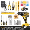 thumbnail image 3 of 21V Cordless Drill Set W/ 2pcs Battery, 136pcs Electric Drill Tool Box Set, Electric Power Drill Tool Kit, Repair Tools Sets with Hand Tools, Screwdriver for Home DIY Repair, 3 of 9