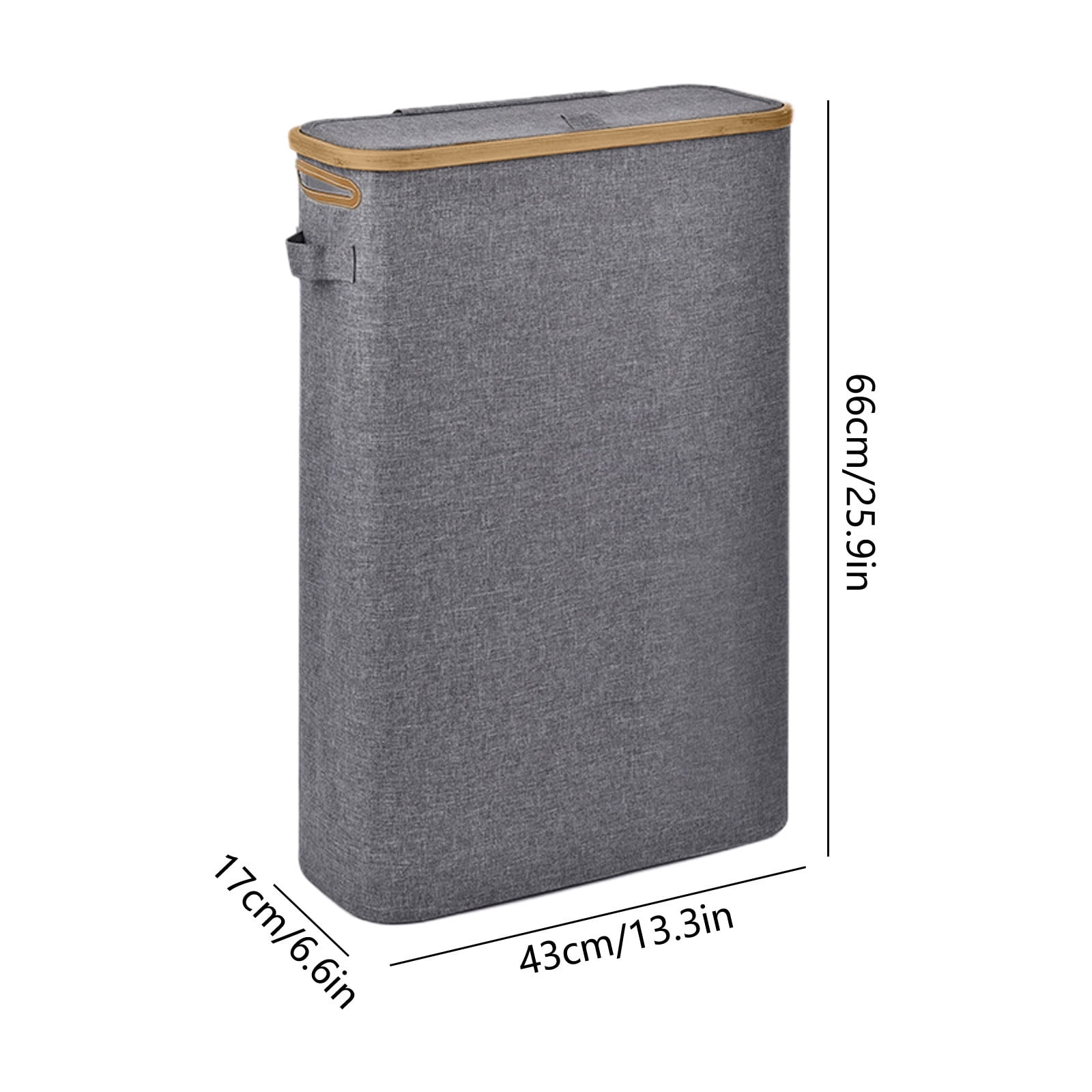 Laundry Basket with Lid, Narrow Laundry Hamper with Removable Bag, Skinny Dirty Clothes Basket with Handles for Bathroom, Bedroom (Gray)