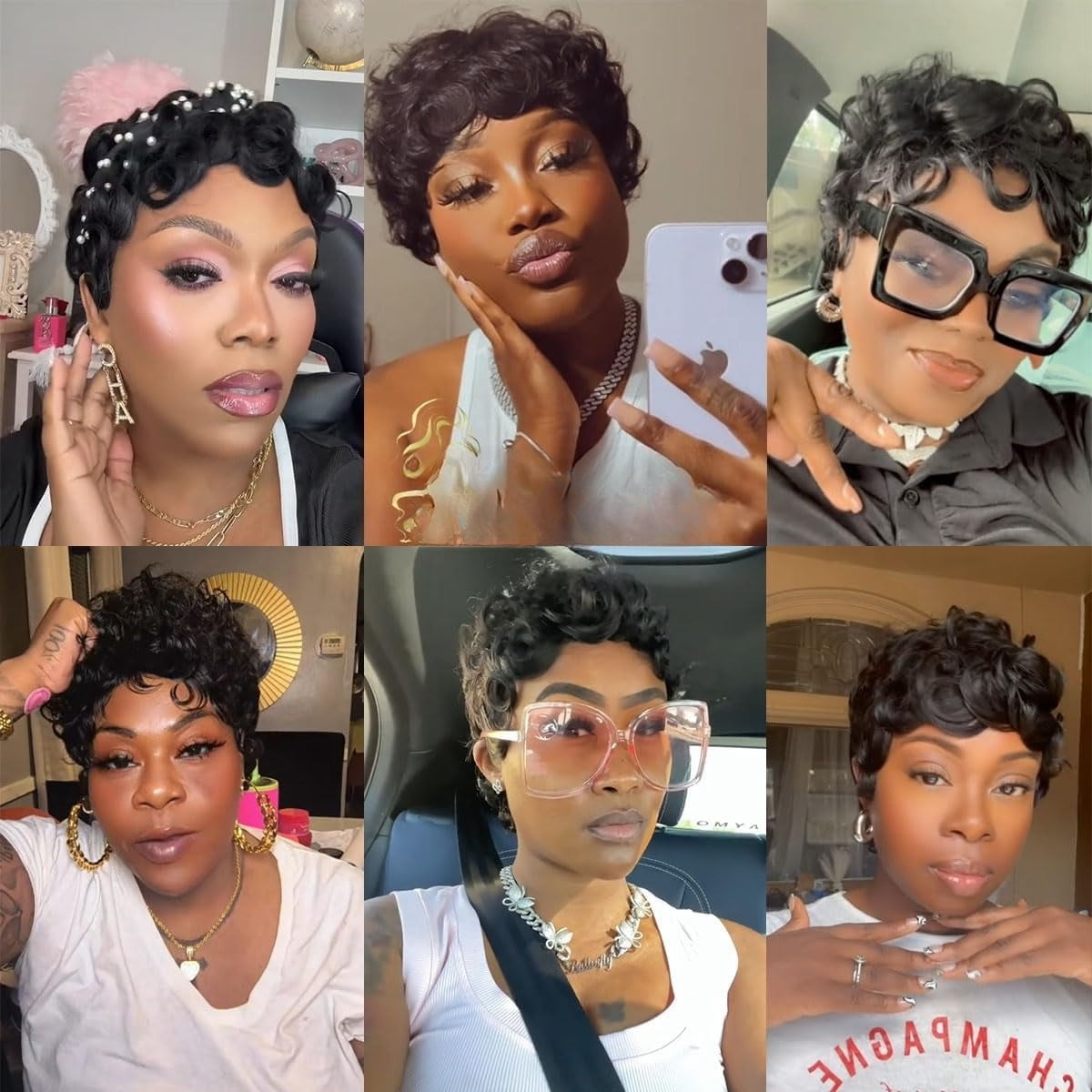 Natural Black Layered Pixie Wig Human Hair for Black Women Short Human Hair Lightweight Glueless Pixie Cut Wigs