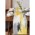 thumbnail image 4 of Ldtrchee Yellow Gray Table Runner 108 Inches, Modern Oil Painted Abstract Geometric Bed Runner Dresser Scarves Tabletop for Indoor Outdoor Parties/Ceremony/Banquet, 13"x 108", 4 of 8