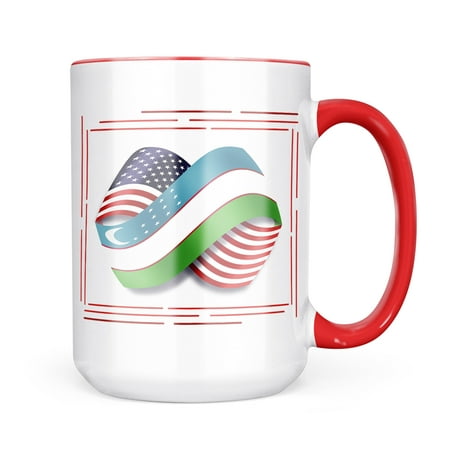 

Neonblond Infinity Flags USA and Uzbekistan Mug gift for Coffee Tea lovers
