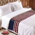 thumbnail image 4 of Bed Runner Scarf for Cal.King Size Bed, American Flag Beds Scarf Throws for Foot of Bedding, Vintage Brick Wall Star Striped Red Blue Decorative Beds Runners for Bedroom Guestroom, 102"x20", 4 of 8