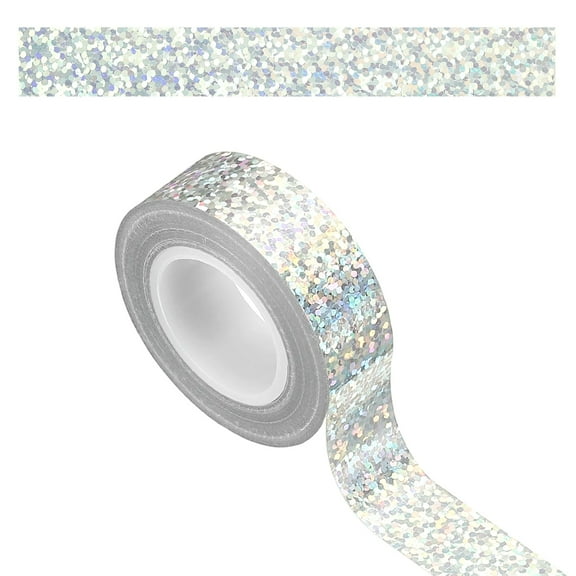 Uxcell 1 Roll Prism Tape, 15mm Self-Adhesive Holographic Reflective Decorative Tape for Crafts DIY Gift Packaging Art Scrapbook Wrapping Wall Decor, Silver