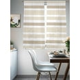 thumbnail image 3 of Beige Brown Sheer Curtains 63 inches Long 2 Panels Set White Stripe Tiers Sheers Rod Pocket Small Window Short Curtains for Kitchen Cafe, Each 52" W x 63" L, 3 of 7
