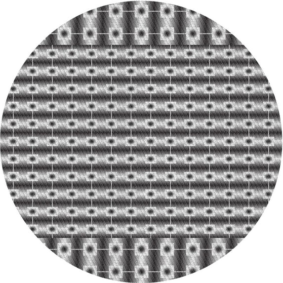 Ahgly Company Indoor Round Patterned Black Novelty Area Rugs, 7' Round