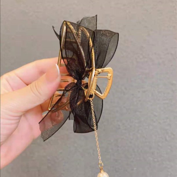 SAYOO pinzas para el cabello para mujer, pinza para el cabello con lazo de cinta con colgante de perla, pasador para el cabello con horquillas para niñas, regalo para novia, esposa SAYOO Casual