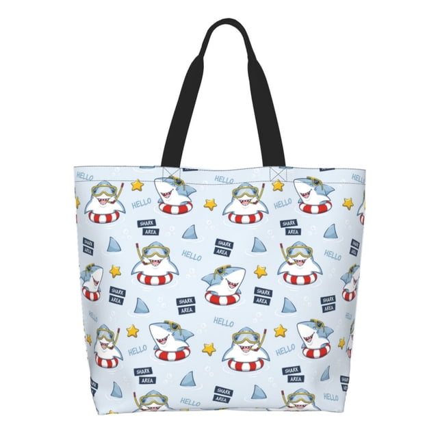 Easygdp Swimming Shark Bolsas Tote para Mujer, Bolsos de Hombro para Viaje, Bolsos de Mano de Gran Capacidad para Compras y Trabajo