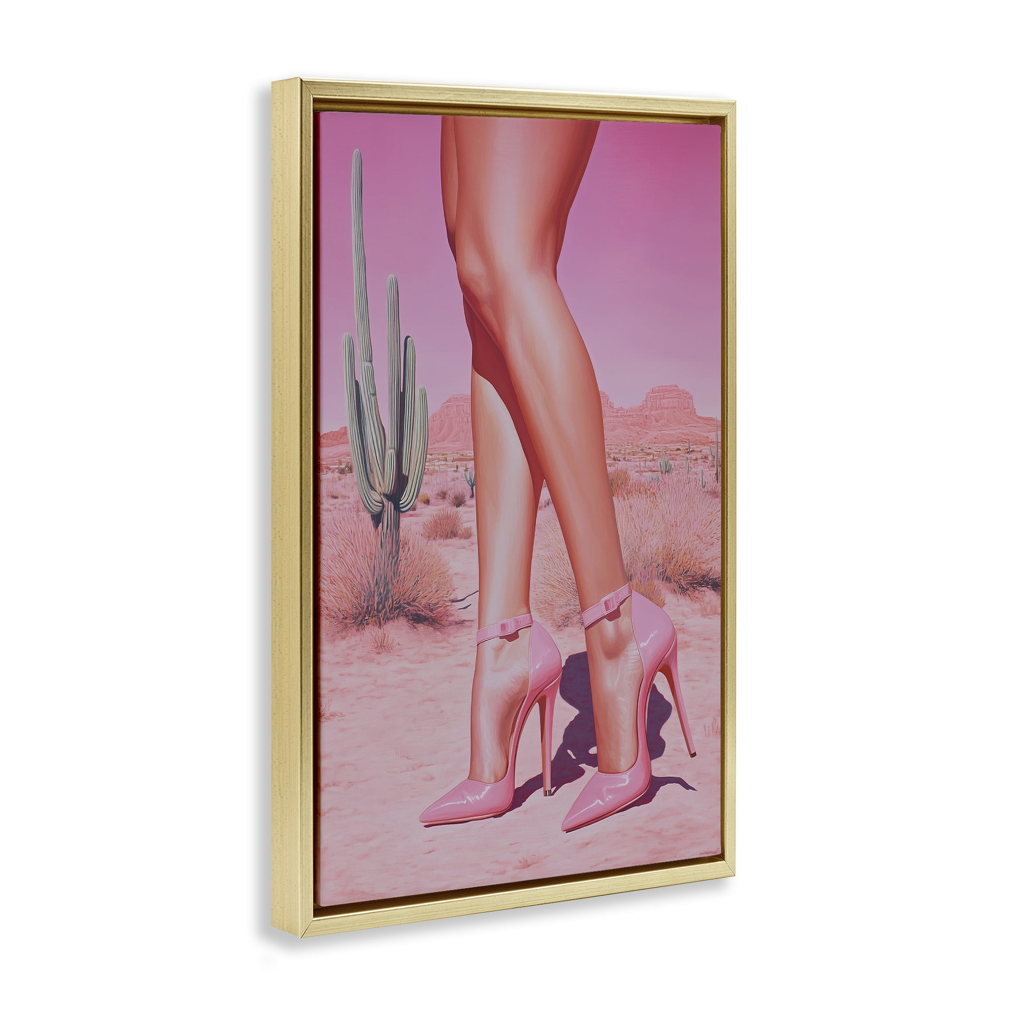 Stupell Industries Desert Heels Cowgirl Gold Framed Floater Canvas Wall Art, design by Heidi Kuntz