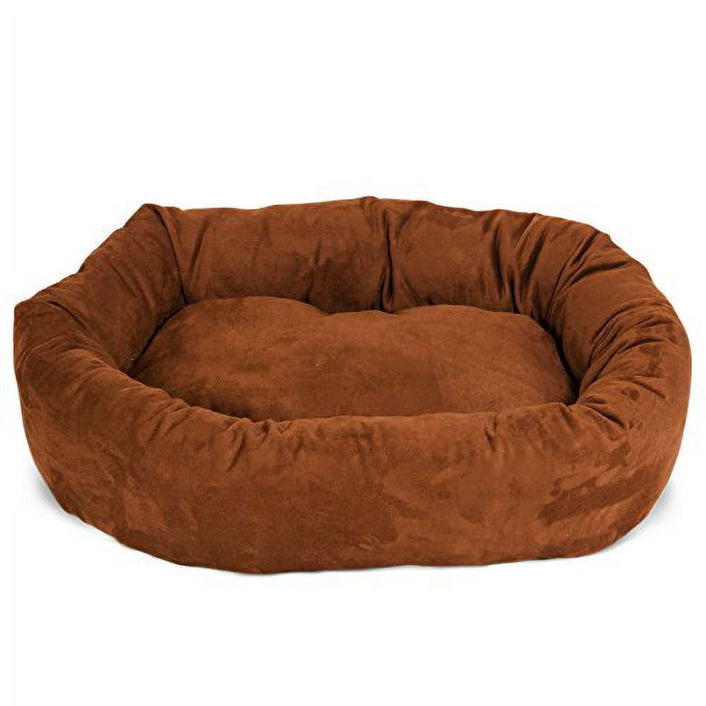 Majestic Pet Faux Suede Bagel Pet Bed for Dogs, Calming Dog Bed Washable, Small, Rust