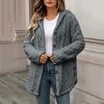 thumbnail image 4 of Zedker Women Hooded Button Up Fleece Jacket Long Sleeve Fuzzy Coat Loose Warm Outerwear with Pockets Gray Jackets for Women, 4 of 6