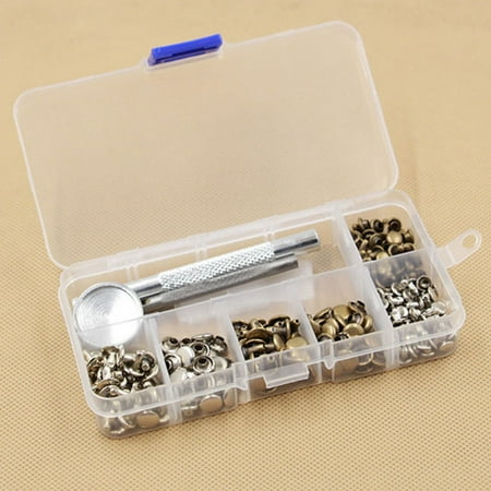 - AngelCity 120 Set Leather Craft Repairing Decoration Rivets Double Cap Rivet Tubular Metal Studs With Fixing Tool Kit
