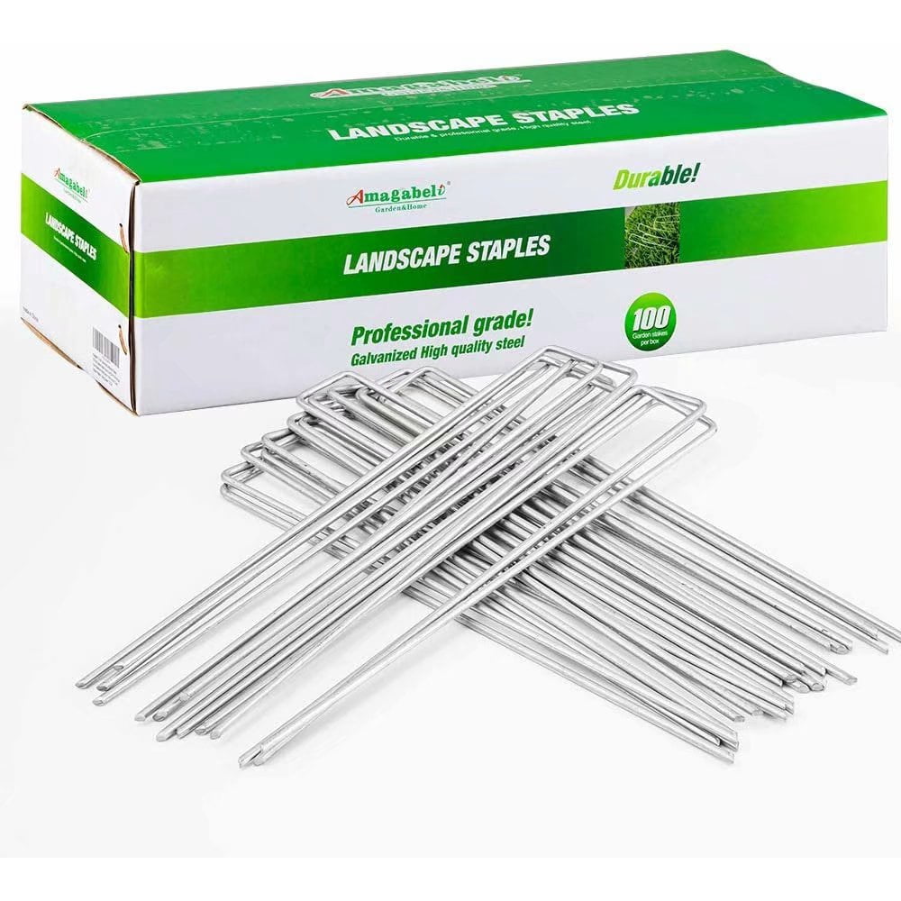 12 Inch 8 Gauge Galvanized Landscape Staples 100 Pack Garden Stakes HeavyDuty Sod Pins Anti