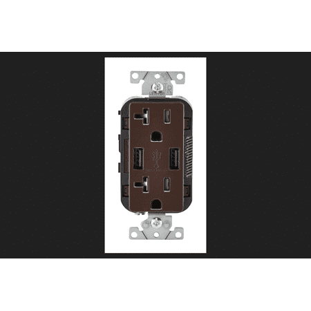 Leviton Receptacle and USB Charger 20 amps 5-20R 125 volts Black - comicsahoy.com