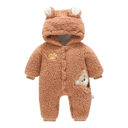 

Baby clothes for girls Newborn Infant Baby Boys Girls Embroidery Cartoon Hooded Romper Warm Clothes CHMORA
