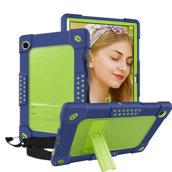 FIEWESEY Case for Samsung Galaxy Tab A8 10.5 Inch(SM-X200/X205/X207)Tablet,Three Layer Hybrid Kids Protective Case with Kickstand for Samsung Galaxy Tablet A8 10.5"(2022 Released)(Navy/Green)