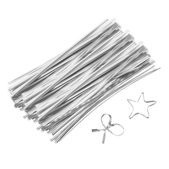 6" Twist Ties, Metallic Twist Ties, Reusable Plastic Coated Twist Ties, Pack of 800, Silver