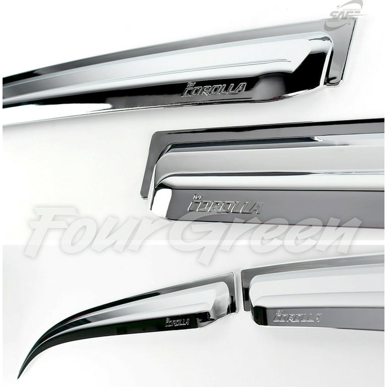 Chrome Window Sun Vent Visor Rain Guards Deflectors for Toyota Corolla 2001  - 2006