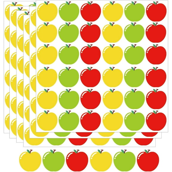 Apple Stickers for Kids 500 Pcs Multicolor Apple Shape Decal Stickers 1 Inch Mini Apples Reward Stickers
