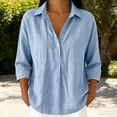 thumbnail image 5 of Cotton Linen Tops for Women - 2026 Summer Gauze Shirts Button Down V Neck Half Sleeve Blouses Dressy Casual Clothes, 5 of 8