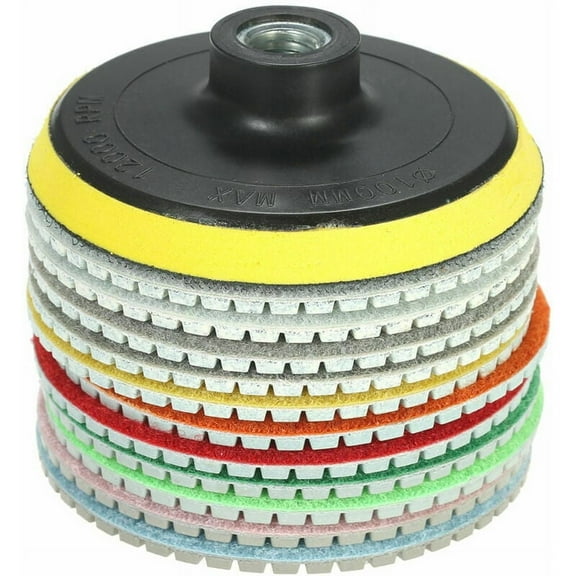Quartz Granite Concrete Marble Polishing Pad Kit, Stone Polishing Tools For Wet Dry Use With Complete Kit And High Gloss Finish (4 Inch, 11 Pieces)