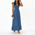 thumbnail image 4 of BUIGTTKLOP Womens Summer Casual Maxi Dresses Cap Sleeve V Neck Smocked Long Pockets Party Sundress Vacation Outfits, 4 of 6