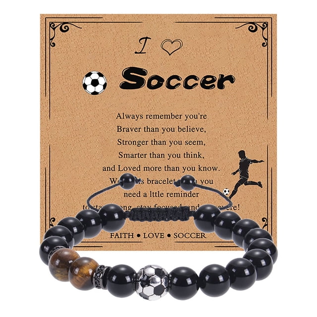 Basketball Baseball Bracelet Natural Beaded Rugby Bracelet Sports Bracelet With Card