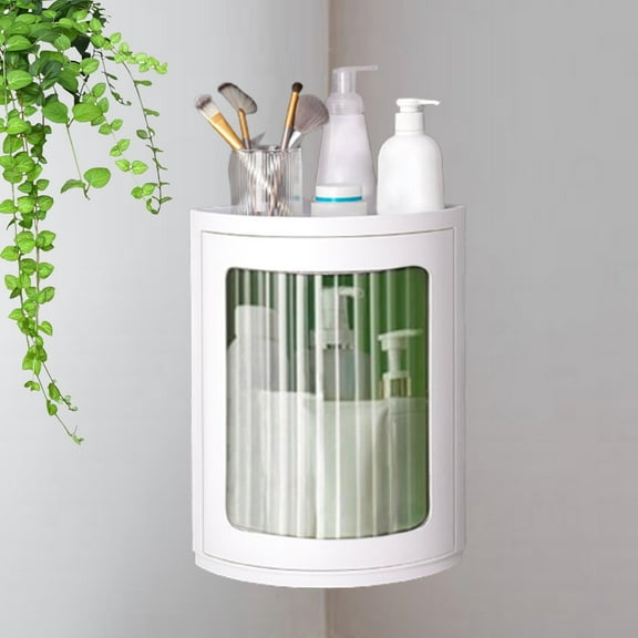 Corner Bathroom Countertop Organizer Corner Shelf Multifunctional Rotating Cosmetic Storage Rack for Counter Bathroom Kitchen Bedroom Green
