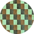 thumbnail image 1 of Ahgly Company Indoor Round Checkered Light Blue Modern Area Rugs, 4' Round, 1 of 4
