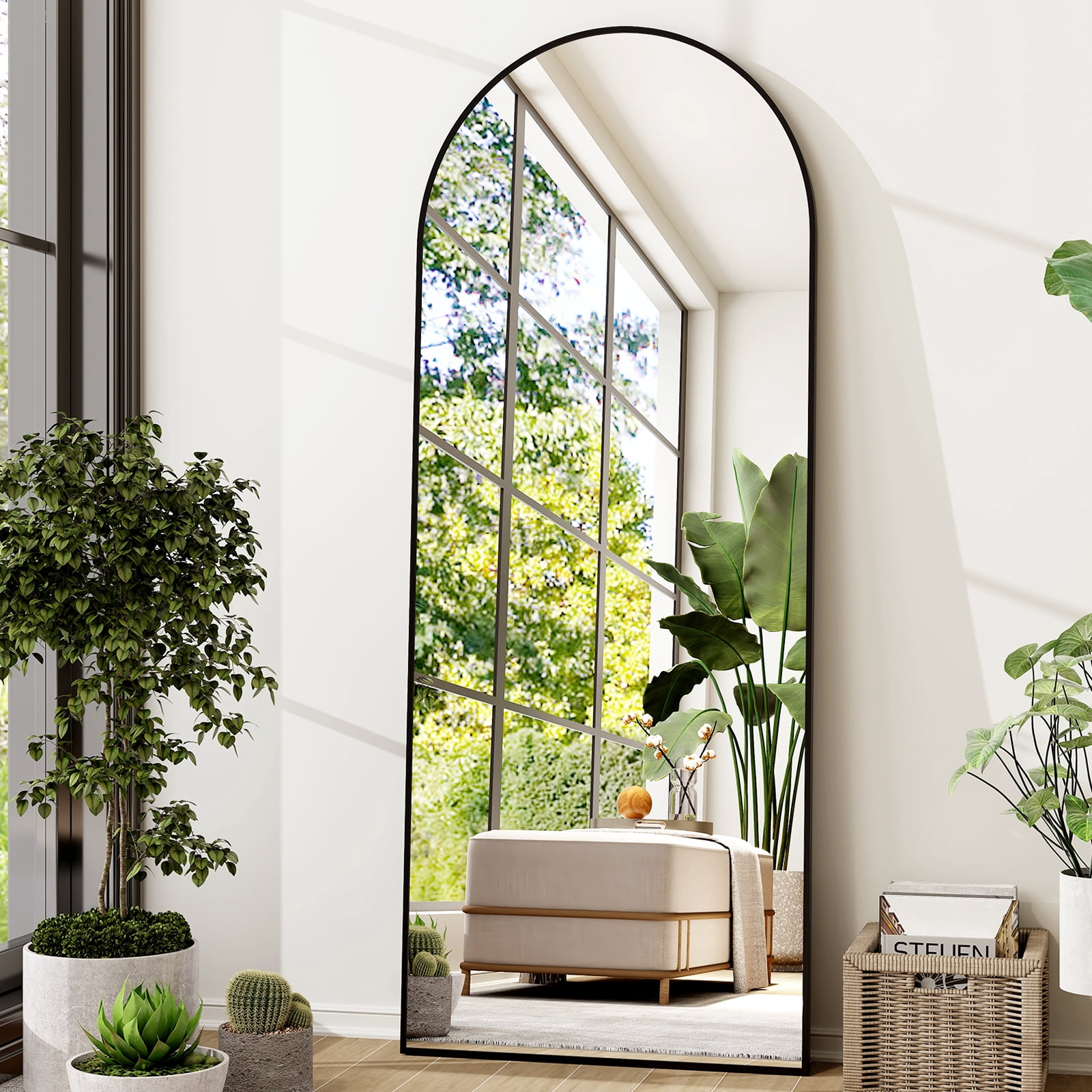 AUROMIR 71"x26" Arched Full Length Mirror Standing Full Body Floor Mirror,Black