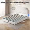 thumbnail image 4 of Queen Size Floating Bed Frame with Adjustable Headboard, Lifting Up Upholstered Bed Frame Queen, Fast Charging Station, Underbed Lights Strip, Solid Wood Slat, No Box Spring Needed, Noise-Free, White, 4 of 8