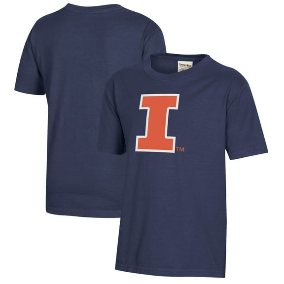 Youth  Heather Navy Illinois Fighting Illini Logo Comfort Wash T-Shirt