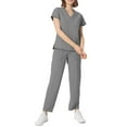 thumbnail image 2 of Minjewel Women's V-Neck Short Sleeve Scrubs for Women Set with Pockets, Durable & Comfortable Scrub Set for Hospital & Caregiving Duty,Gray S, 2 of 7
