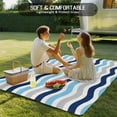 thumbnail image 4 of Outdoor Rug 4x6 ft Geometric Striped Pattern Waterproof Outdoor Patio Rug Mat Non Slip Outside Area Rugs Carpet for RV,Camping,Porch,Deck,Pool,Balconybackyard,Navy Blue Grey White Wave Pattern, 4 of 9