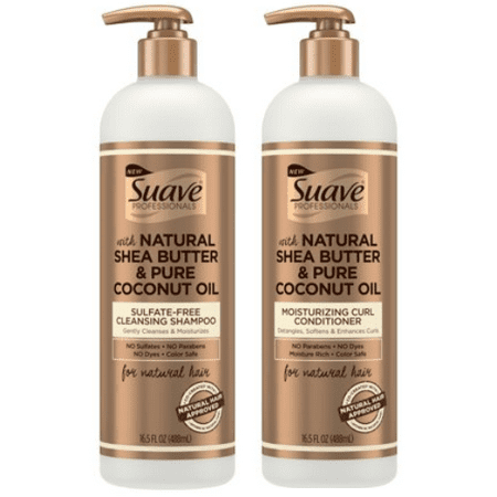 Suave Professionals for Natural Hair Sulfate-Free Cleansing Shampoo and Moisturizing Curl Conditioner (16.5 oz x