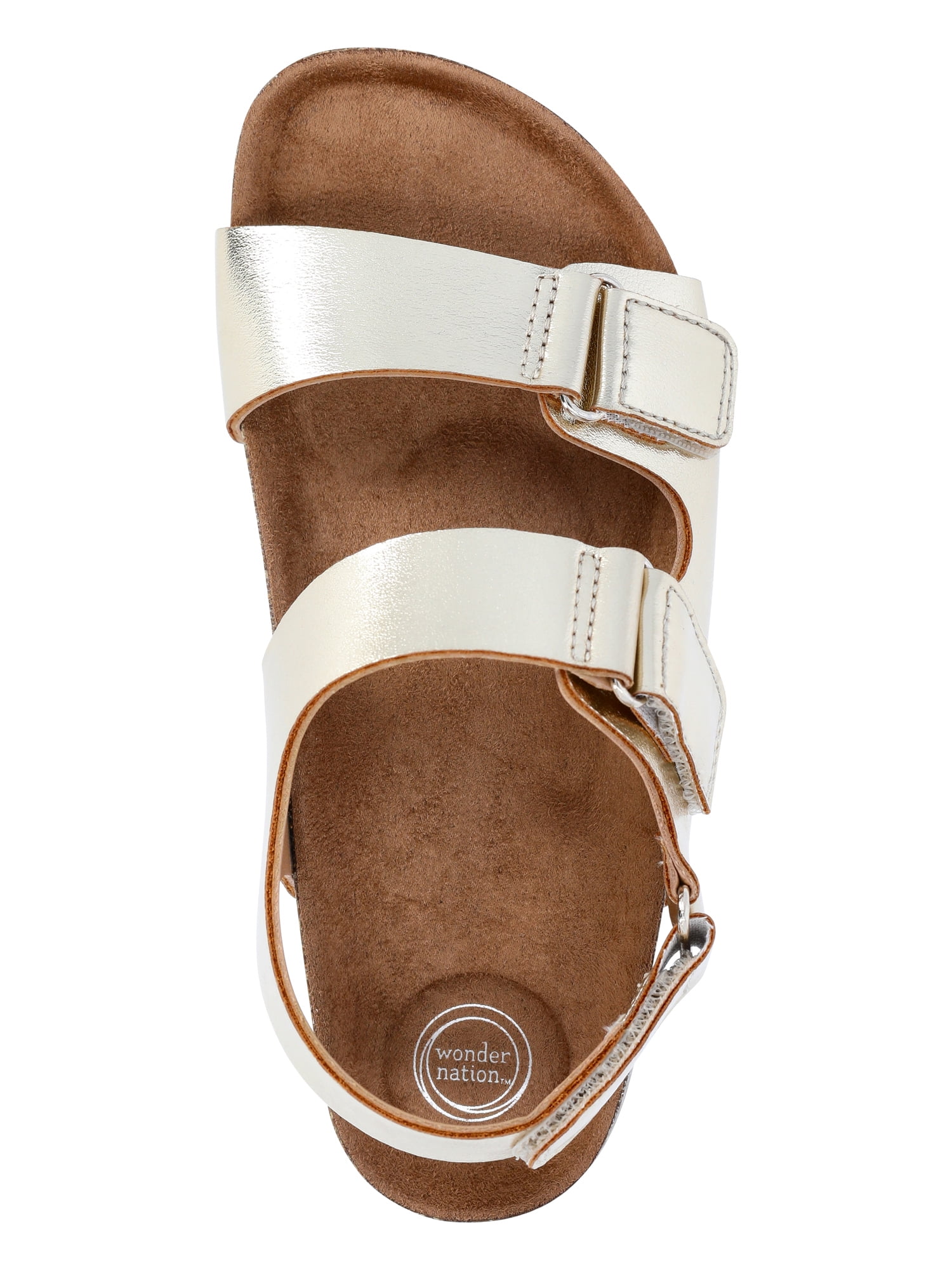 Wonder Nation Little and Big Girls' Double Buckle Footbed Sandals