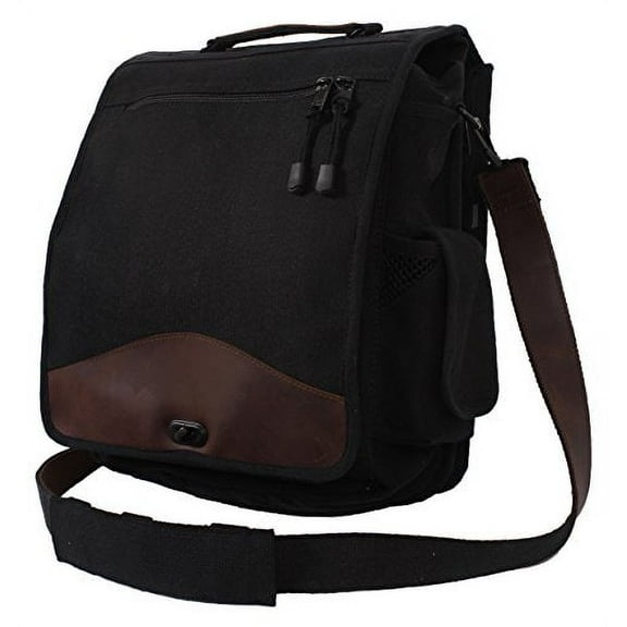 Rothco Vint Canvas M-51 Engineer Bag, Black Leather