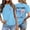 67Sky Blue363, variant on Red White & Blue Graphic T Shirt For Women Short Sleeve Crew Neck Patriotic Tee 250th Anniversary USA Celebration T-Shirts Holiday Party Stylish Top L