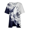 thumbnail image 5 of Jewelreauty Women Plus Size Summer Tops Casual V Neck Short Sleeve Tunic Floral Blouses Shirts, 5 of 7