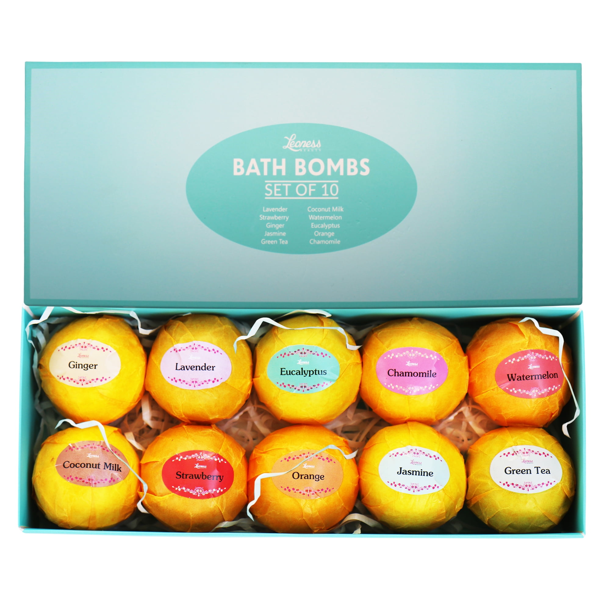 Bath Bombs Gift Set – Ten (10) Unique Scents in One Box – Aromatherapy – Relaxation in a Box