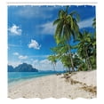 thumbnail image 3 of Ambesonne Landscape Shower Curtain, Sea Palms Mountains, 69"Wx70"L, Blue Cream Green, 3 of 5